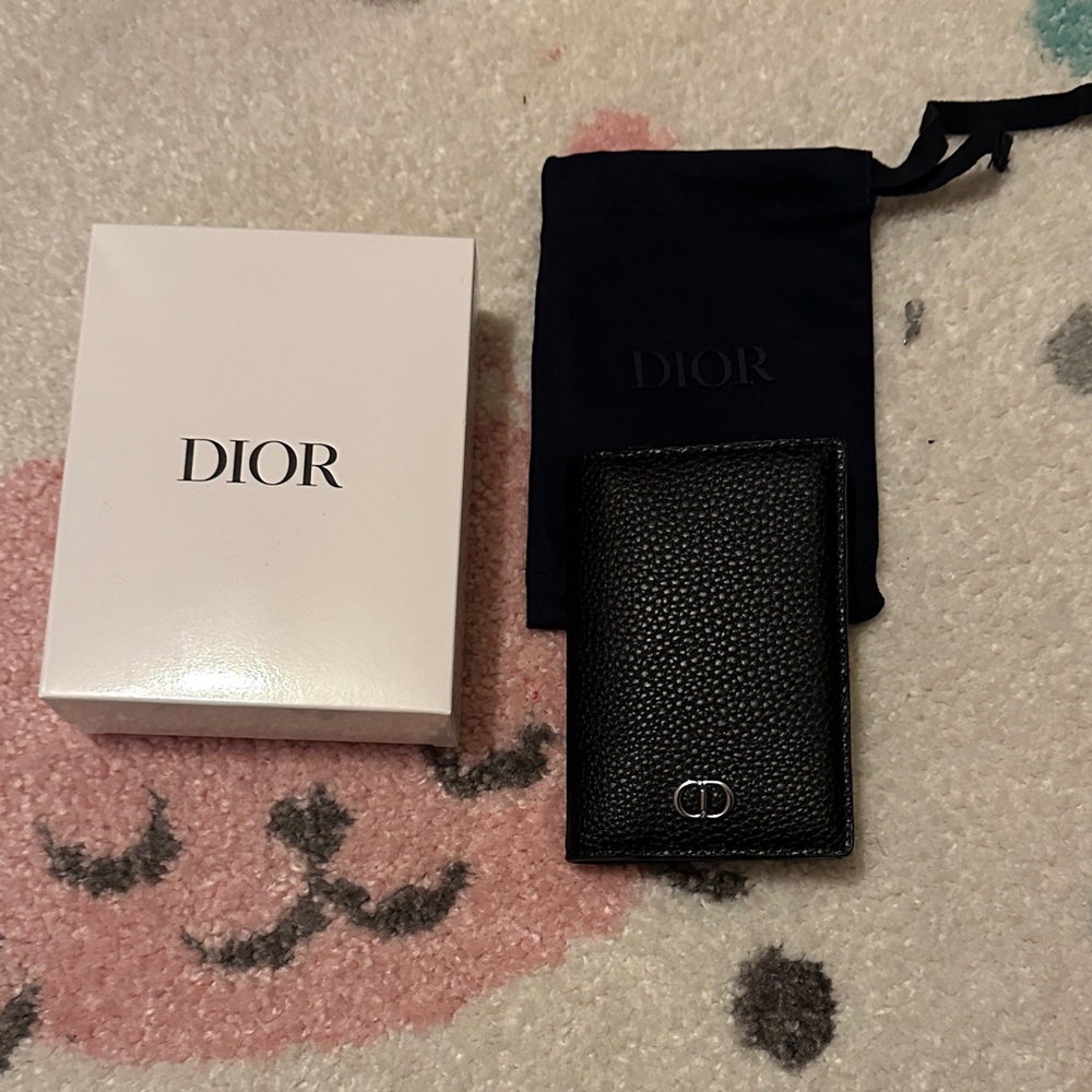 Dior GWP Textured Black Card Holder, Unisex
